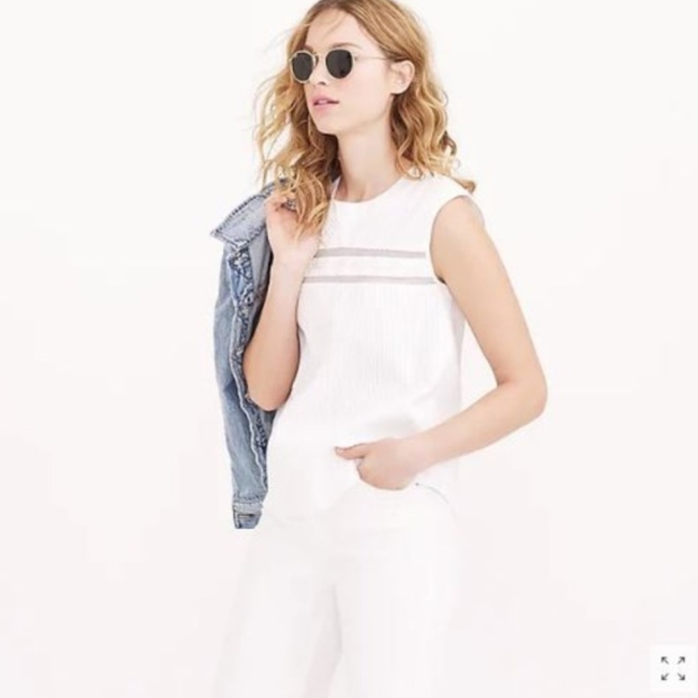 Crew White Sleeveless Blouse